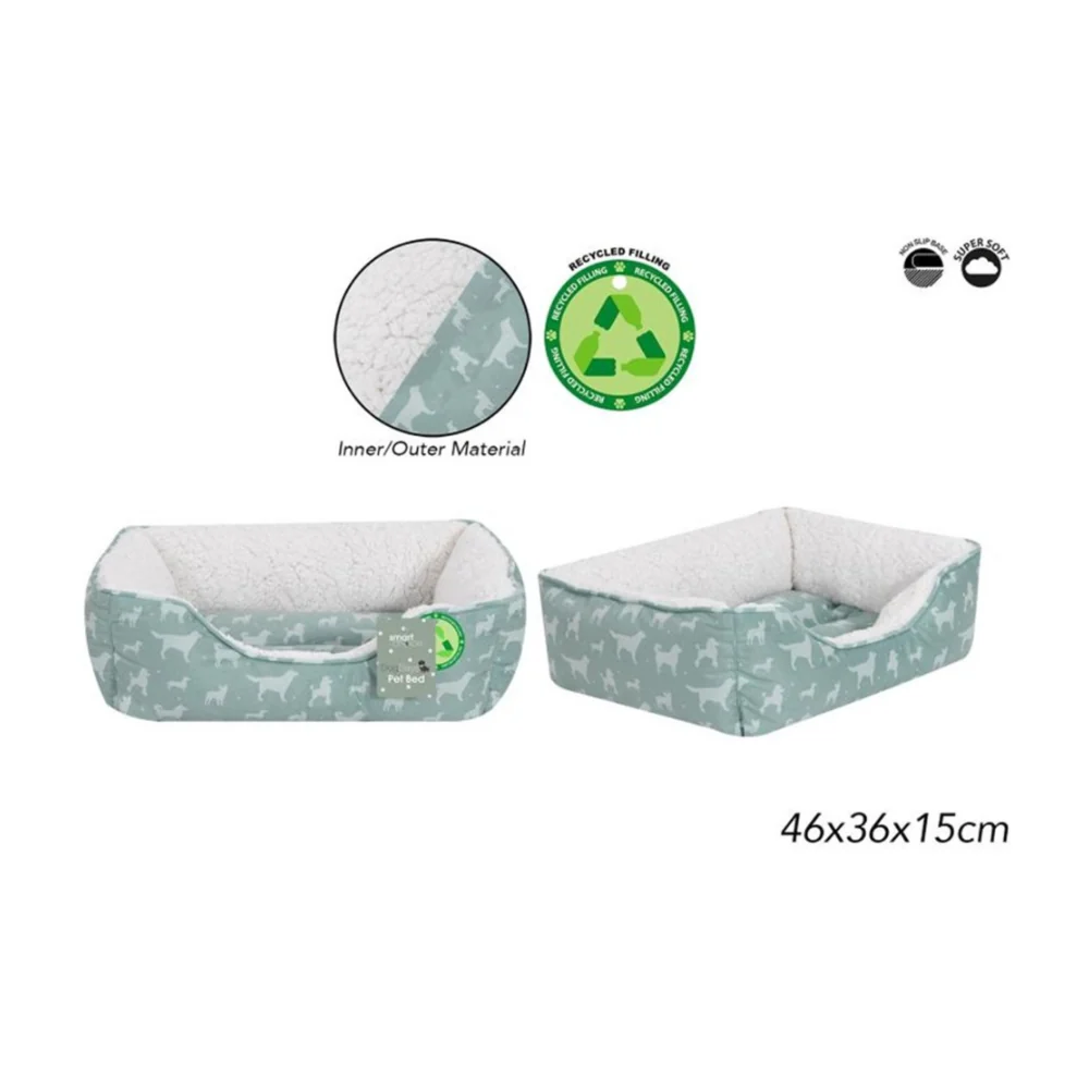 World of Pets Dog Print Pet Bed | Small, Non-Slip Base, 46 x 36 x 15cm