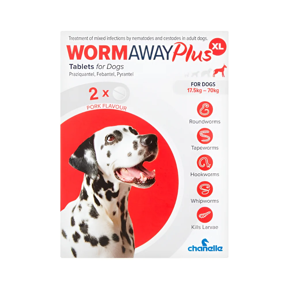 Wormaway Plus XL Deworming Tablets | Adult Dogs, 17.5kg to 70kg, Pack of 2
